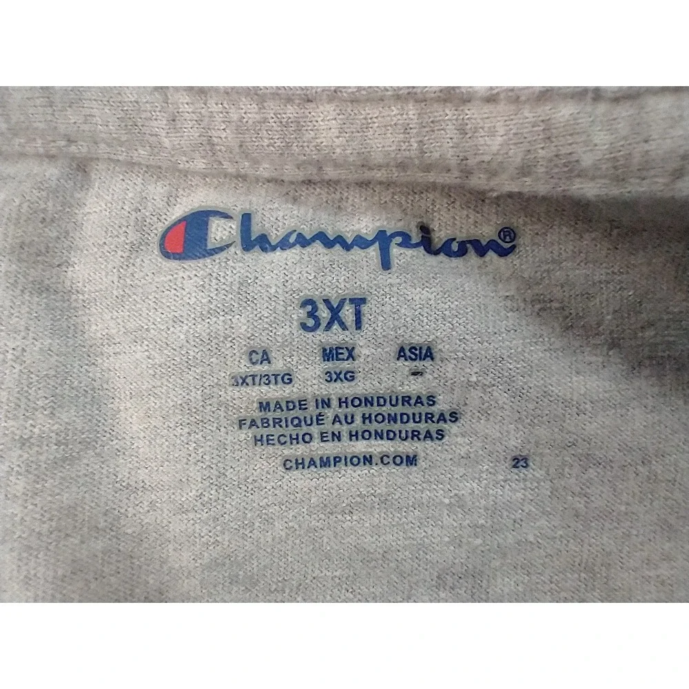 Champion Mens T-Shirt 3XT Gray Heather Script Logo Big & Tall Short Sleeve Tee - Picture 7 of 9